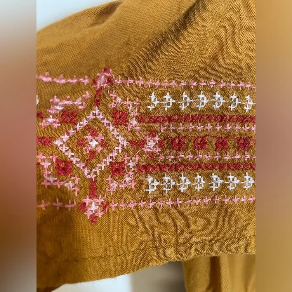 Aeropostale Brownish Orange Blouse Dress Tunic Size S Button Down & Embroidered - Picture 5 of 15